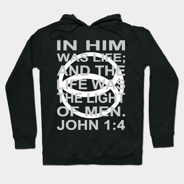 White Ichthys – John 1:4 Hoodie by J. Rufus T-Shirtery